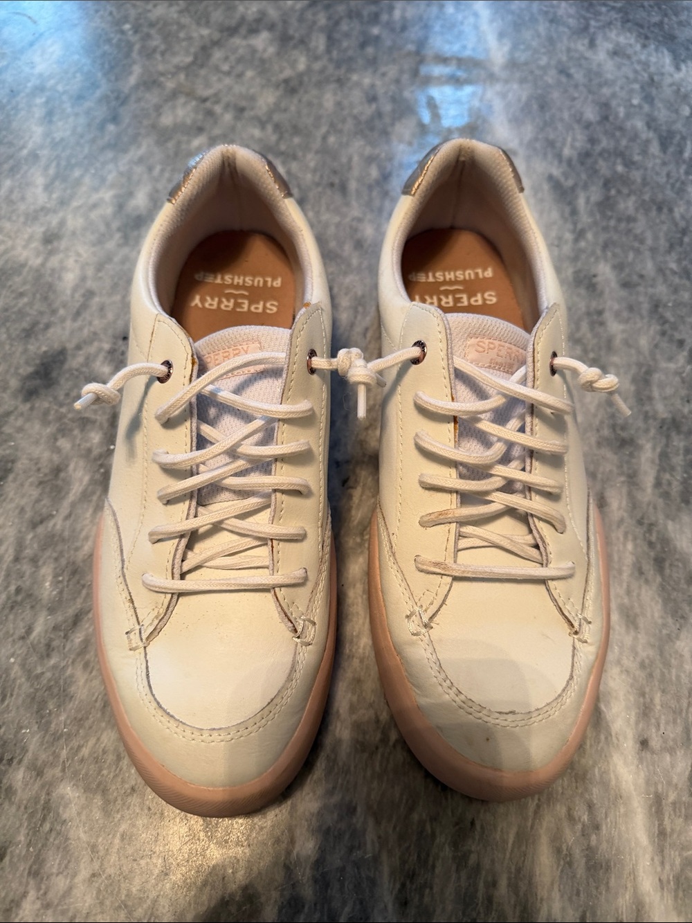Sperry Men's Cream & Light Brown Leather Boat Shoes